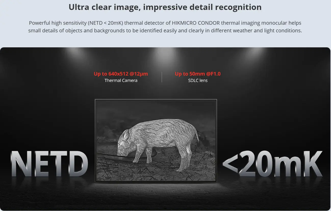 hikmicro condor cq35l thermal monocular 20mk thermal detector features