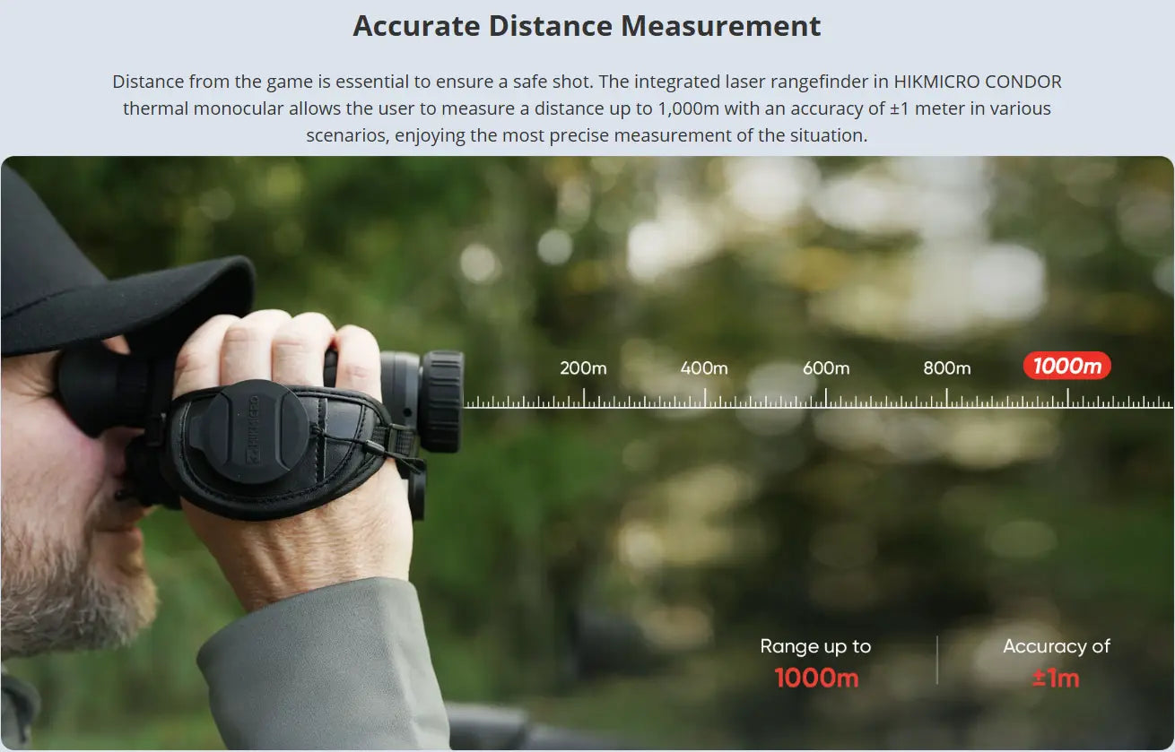 hikmicro condor cq50l thermal monocular 1000m laser range finder feature