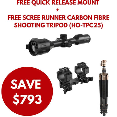 hikmicro stellar sq50l 3.0 lrf thermal rifle scope with quick release mount and shooting tripod