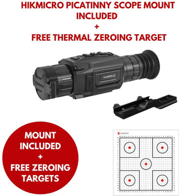 hikmicro thunder te25 2.0 with picattiny rail mount included and free thermal zero targets