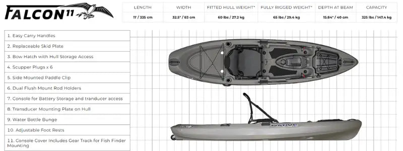 native falcon 11 specs